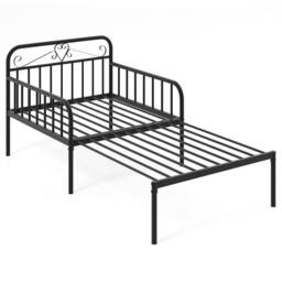 Gymax 2-in-1 Metal Extendable Daybed to Single Size Bed Sofa Bed in Black