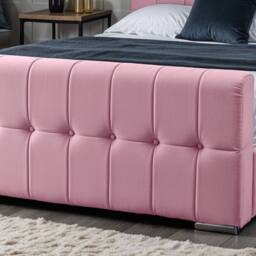UK Bed Furniture Orlando Upholstered Bed with Slatted Base & 48 Inch Headboard in Pink - Size: Super King - thumbnail 3