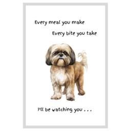 Animal Crackers Dog Tea Towel With 'Watching You' Funny Wording - Shih Tzu in White - thumbnail 1