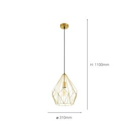 Eglo Carlton Gold Metal 1 Light Ceiling Pendant in Metallic Gold - thumbnail 3