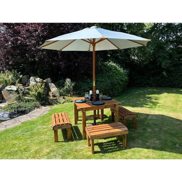 Charles Taylor Four Seater Garden Furniture Table Set - L160xW170xH80 cm in Light Brown - image 1
