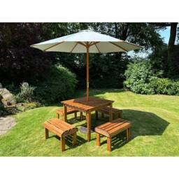 Charles Taylor Four Seater Garden Furniture Table Set - L160xW170xH80 cm in Light Brown - thumbnail 4