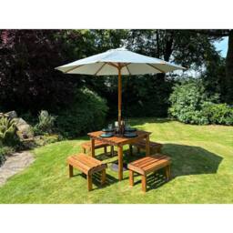 Charles Taylor Four Seater Garden Furniture Table Set - L160xW170xH80 cm in Light Brown - thumbnail 2