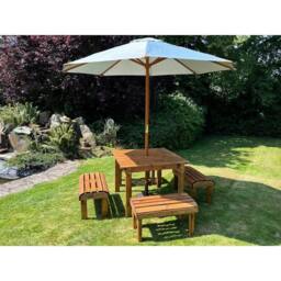 Charles Taylor Four Seater Garden Furniture Table Set - L160xW170xH80 cm in Light Brown - thumbnail 3