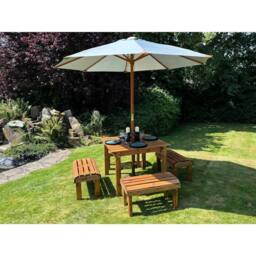 Charles Taylor Four Seater Garden Furniture Table Set - L160xW170xH80 cm in Light Brown - thumbnail 1