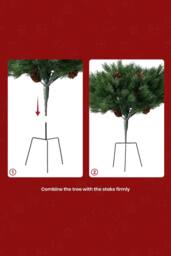 Living and Home 1pcs Pre-Lit Artificial Christmas Urn Filler with Pinecone for Garden in Green - thumbnail 4