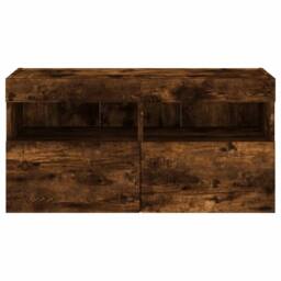 Berkfield Home TV Wall Cabinet with LED Lights Smoked Oak 80x30x40 cm in Brown - Size: 80 x 30 x 40 cm - thumbnail 9