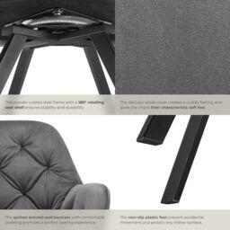tectake Armchair Lucia Set Of 2 - Anthracite in Dark Grey - Size: 2 Pack - thumbnail 5