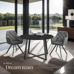 tectake Armchair Lucia Set Of 2 - Anthracite in Dark Grey - Size: 2 Pack - thumbnail 8