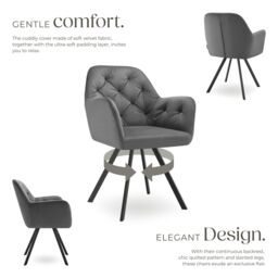 tectake Armchair Lucia Set Of 2 - Anthracite in Dark Grey - Size: 2 Pack - thumbnail 3