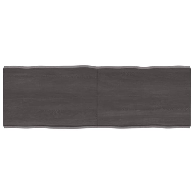 Berkfield Home Table Top Dark Grey 140x50x(2-4) cm Treated Solid Wood Live Edge in Brown - image 1