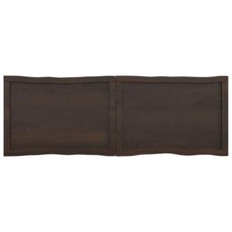 Berkfield Home Table Top Dark Grey 140x50x(2-4) cm Treated Solid Wood Live Edge in Brown - thumbnail 3