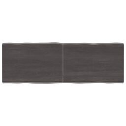 Berkfield Home Table Top Dark Grey 140x50x(2-4) cm Treated Solid Wood Live Edge in Brown - thumbnail 1