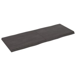 Berkfield Home Table Top Dark Grey 140x50x(2-4) cm Treated Solid Wood Live Edge in Brown - thumbnail 2