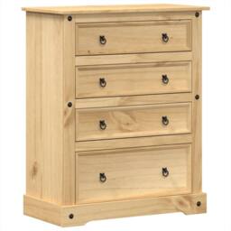 Berkfield Home Chest of Drawers Corona 92x48x120 cm Solid Wood Pine in Light Brown - Size: 92 x 48 x 120 cm - thumbnail 1