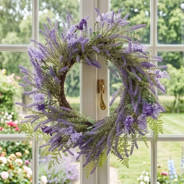 Dibor Luxury Lavender Summer Door Wreath, Spring Wreath 50cm - image 1