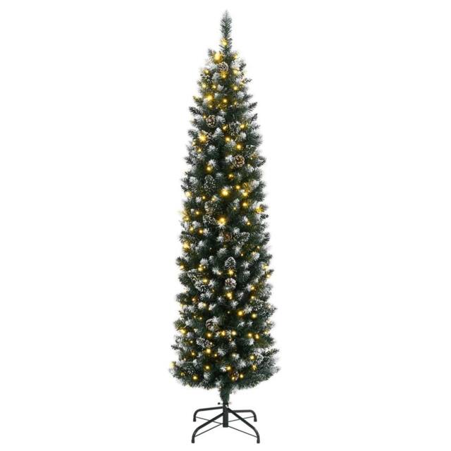 Berkfield Home Realistic Artificial Slim Christmas Tree 300 LEDs 210 cm in Green - image 1