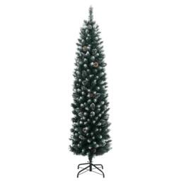 Berkfield Home Realistic Artificial Slim Christmas Tree 300 LEDs 210 cm in Green - thumbnail 3