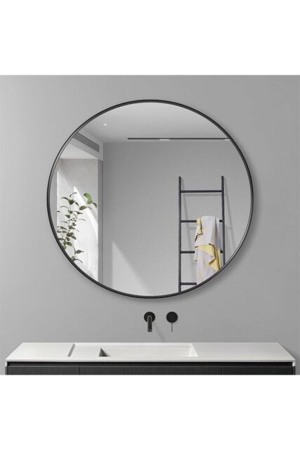 H&O Direct 60cm Nordic Round Framed Wall Hanging Mirror in Black - image 1