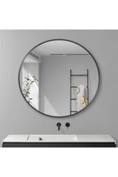 H&O Direct 60cm Nordic Round Framed Wall Hanging Mirror in Black - thumbnail 1