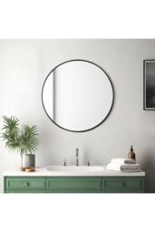H&O Direct 60cm Nordic Round Framed Wall Hanging Mirror in Black - thumbnail 2