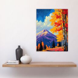 "Artery8 Denali Autumn Forest Alaska Mountain Landscape Wall Art Print in Orange - Size: W12"" x H16""" - thumbnail 4
