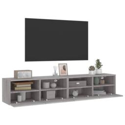 Berkfield Home TV Wall Cabinets 2 pcs Grey Sonoma 80x30x30 cm Engineered Wood - Size: 80 x 30 x 30 cm - thumbnail 6