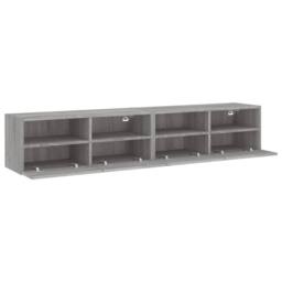 Berkfield Home TV Wall Cabinets 2 pcs Grey Sonoma 80x30x30 cm Engineered Wood - Size: 80 x 30 x 30 cm - thumbnail 7