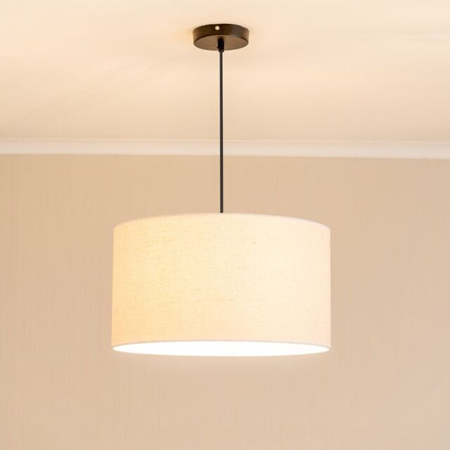 ValueLights Eva Natural Linen Fabric Ceiling Floor Table Large Drum Lamp Shade in White - image 1