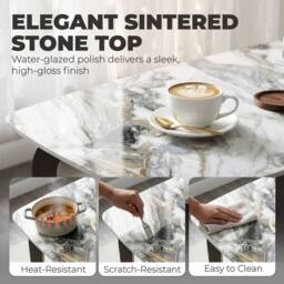 HOMCOM Dining Table for 4, Kitchen Table with Sintered Stone Tabletop in White - thumbnail 6