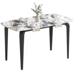 HOMCOM Dining Table for 4, Kitchen Table with Sintered Stone Tabletop in White - thumbnail 2