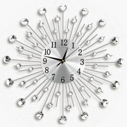 EONLION 45cm Diamante Crystals Jeweled Wall Clock in Silver - Size: 100 cm - thumbnail 1