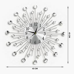EONLION 45cm Diamante Crystals Jeweled Wall Clock in Silver - Size: 100 cm - thumbnail 2