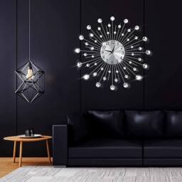 EONLION 45cm Diamante Crystals Jeweled Wall Clock in Silver - Size: 100 cm - thumbnail 4
