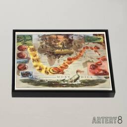 "Artery8 Map Everett 1956 Melville Moby Dick Framed Canvas Wall Art Print - Size: W12"" x H16""" - thumbnail 2