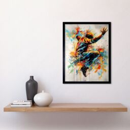 "Artery8 Wall Art Print Freestyle Dancing Street Dance Vibrant Paint Splat Art Framed in Black - Size: W12"" x H16""" - thumbnail 2