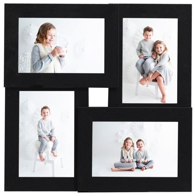 Berkfield Home Collage Photo Frame for 4x(13x18 cm) Picture Black MDF - Size: 13x18 cm - image 1