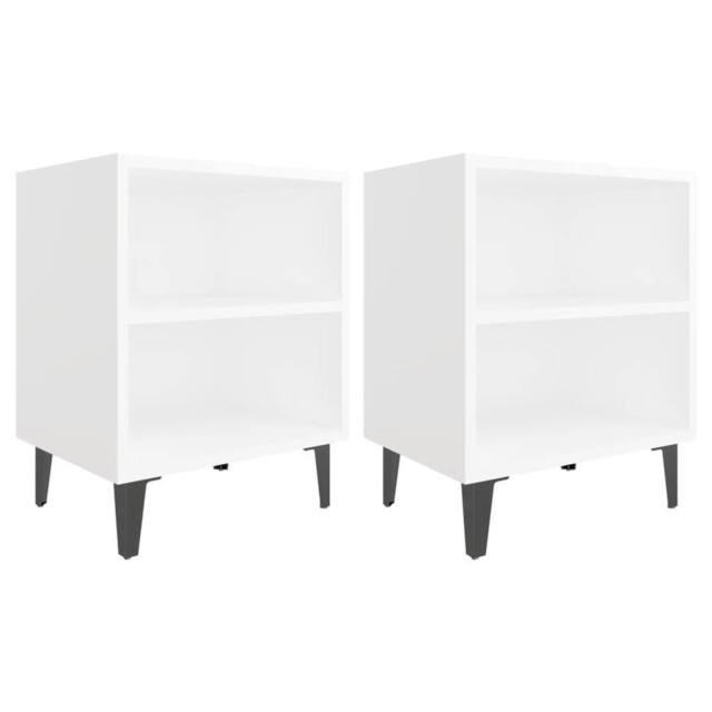 Berkfield Home Bed Cabinets with Metal Legs 2 pcs White 40x30x50 cm - Size: 40 x 30 x 50 cm - image 1