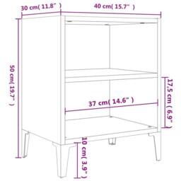 Berkfield Home Bed Cabinets with Metal Legs 2 pcs White 40x30x50 cm - Size: 40 x 30 x 50 cm - thumbnail 7