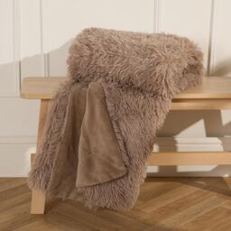 OHS Ultra Soft Fluffy Fleece Throw Luxurious Bed Blanket in Natural - Size: 200 cm x 240 cm - thumbnail 3