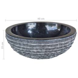 Berkfield Home Basin Marble 40 cm Black - thumbnail 5