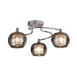 Lighting Collection 3Lt Celing Chrome With Smoked Glass Shades Ceiling Light in Silver - thumbnail 2