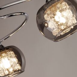 Lighting Collection 3Lt Celing Chrome With Smoked Glass Shades Ceiling Light in Silver - thumbnail 4