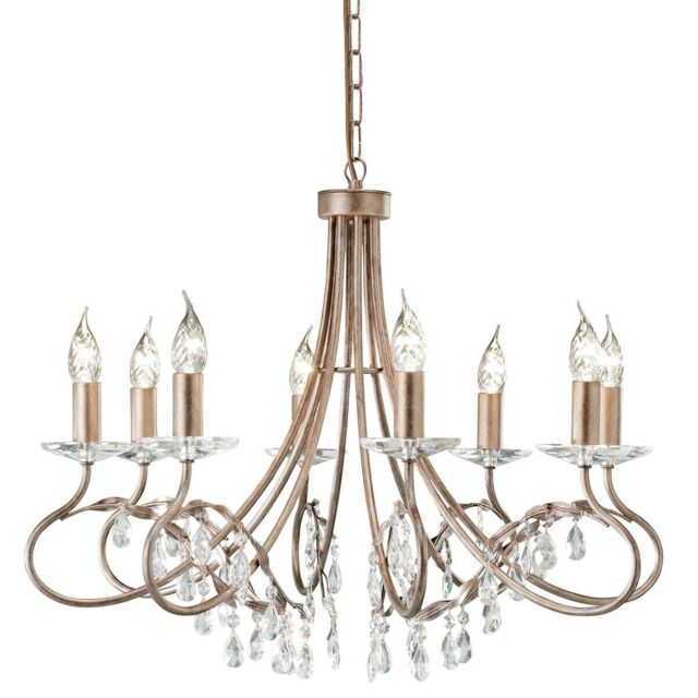 Loops 8 Bulb Chandelier Hanging Pendant LIght Silver/Gold LED E14 60W Bulb in Metallics - image 1