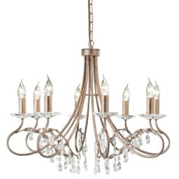 Loops 8 Bulb Chandelier Hanging Pendant LIght Silver/Gold LED E14 60W Bulb in Metallics - thumbnail 1