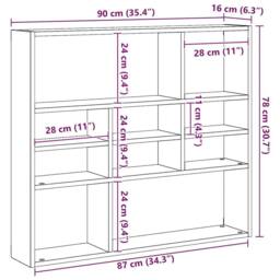Berkfield Home Wall Shelf Old Wood 90x16x78 cm Engineered Wood in Brown - Size: 90 x 16 x 78 cm - thumbnail 9