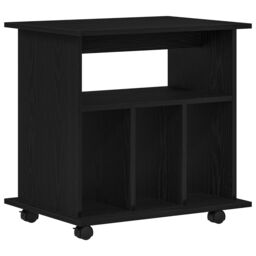 Berkfield Home Rolling Cabinet Black Oak 60x45x55 cm Engineered Wood - Size: 60 x 45 x 55 cm - thumbnail 2
