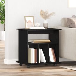 Berkfield Home Rolling Cabinet Black Oak 60x45x55 cm Engineered Wood - Size: 60 x 45 x 55 cm - thumbnail 1
