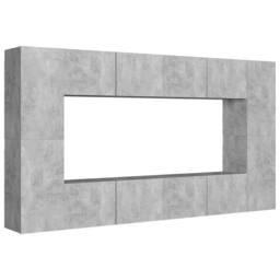 Berkfield Home 8 Piece TV Cabinet Set Concrete Grey Engineered Wood - thumbnail 1