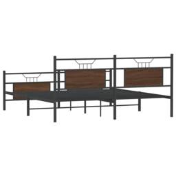 Berkfield Home Metal Bed Frame without Mattress Brown Oak 160x200 cm - thumbnail 8
